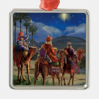 Ornement Carré Argenté We Three Kings Christmas Star