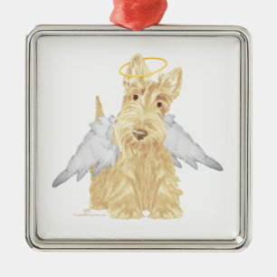 Ornement Carré Argenté Wheaten Scottie Angel