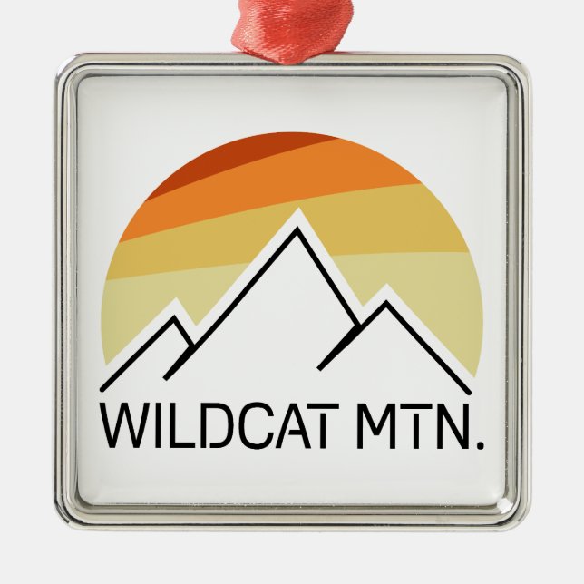 Ornement Carré Argenté Wildcat Mountain New Hampshire Retro (Devant)