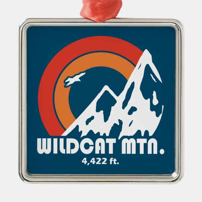Ornement Carré Argenté Wildcat Mountain New Hampshire Sun Eagle (Devant)