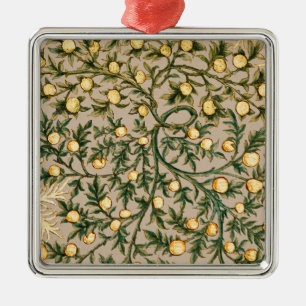 Ornement Carré Argenté William Morris Floral Fruit Jardin Fleur Classique