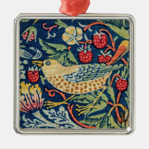 Ornement Carré Argenté William Morris - Thief aux fraises