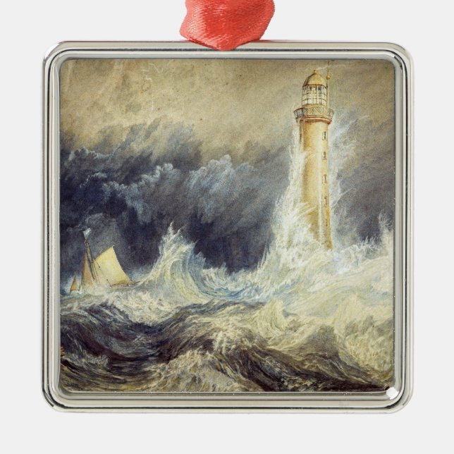 Ornement Carré Argenté William Turner - Phare de Bell Rock (Devant)