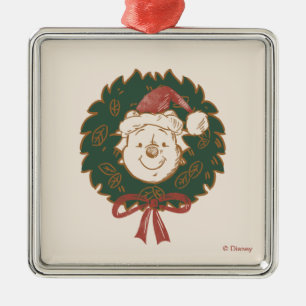 Ornement Carré Argenté Winnie la couronne de Noël de l'Ooh