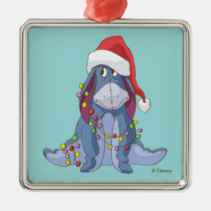 Ornement Carré Argenté Winnie l'Ourson  Père Noël Eeyore