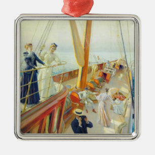 Ornement Carré Argenté Yachting in the Mediterranean (par J.L. Stewart)