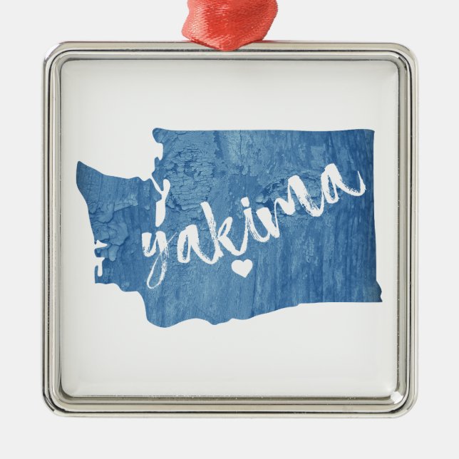 Ornement Carré Argenté Yakima Washington Wood Grain (Devant)