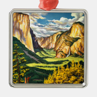 Ornement Carré Argenté Yosemite National Park California Travel Art