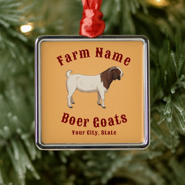 Ornement Carré Argenté Your Farm Boer Goats (Arbre)