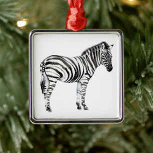 Ornement Carré Argenté Zebra