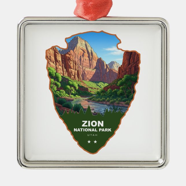 Ornement Carré Argenté Zion National Park Utah Arrowhead (Devant)