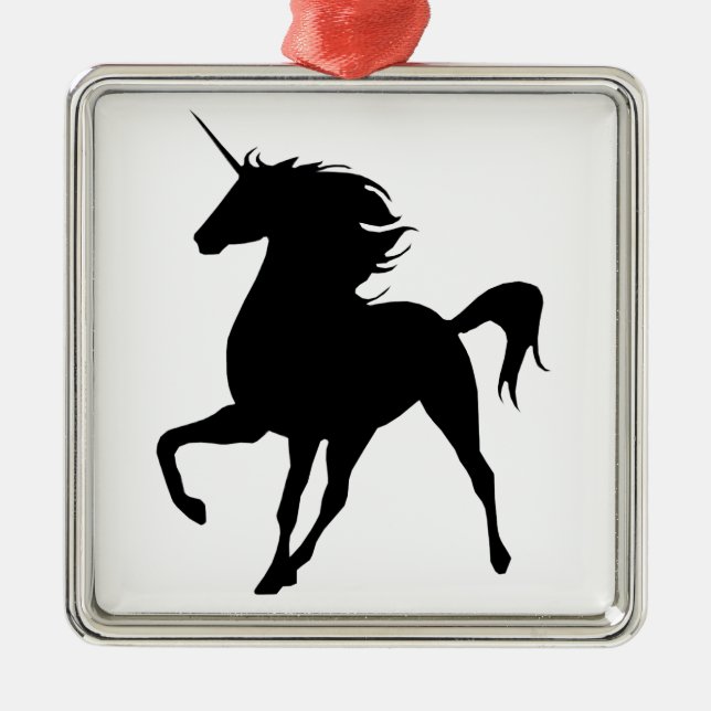 Ornement Carré de silhouette de licorne noire (Devant)