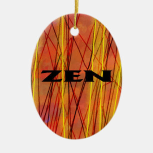 Ornement céramique ovale en fil noir zen