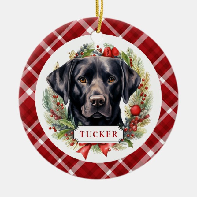 Ornement Cercle en céramique Black Labrador Retrie (Devant)