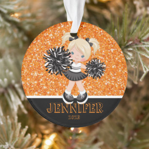 Ornement Cheerleader Black & Orange personnalisé