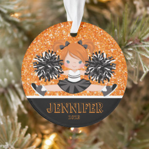Ornement Cheerleader Black & Orange personnalisé