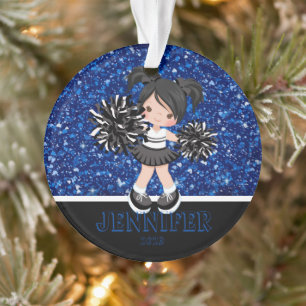Ornement Cheerleader noir et bleu personnalisé
