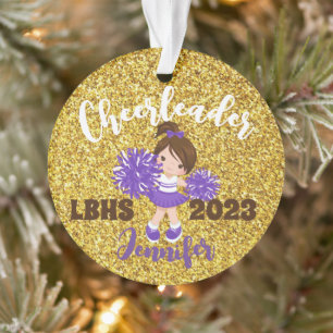 Ornement Cheerleader Personnalisé Purple & Or