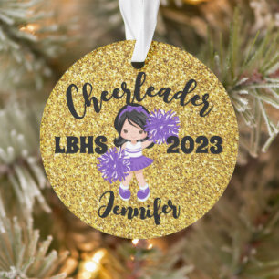 Ornement Cheerleader Personnalisé Purple & Or