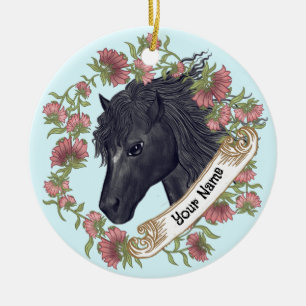 Ornement Cheval Noir Bellflower
