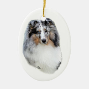 Ornement Chien de berger-bleu de merle de Shetland
