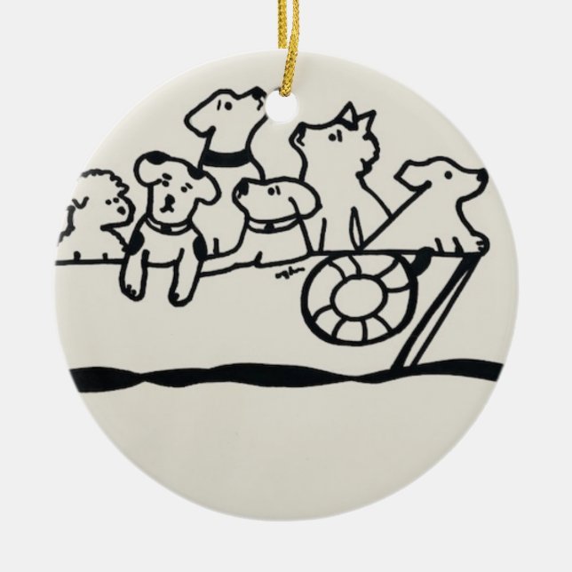 Ornement "Chiens en bateau" par Willowcatdesigns (Devant)