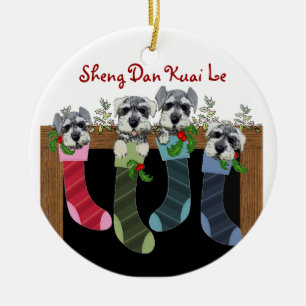 Ornement chinois de Schnauzers de Noël