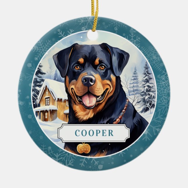 Ornement circulaire en céramique Rottweiler (Devant)