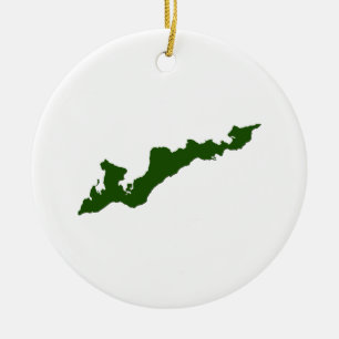 Ornement classique de logo d'île de Fisher - vert