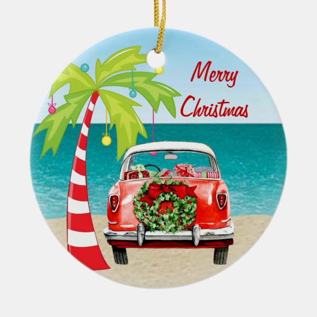 Ornement classique de Noël de voiture de plage (Devant)