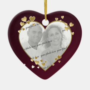 Ornement Cœur En Céramique 50e anniversaire Heart Photo Keepsaké