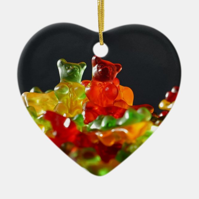 Ornement Cœur En Céramique Amants gommeux d'ours (Devant)