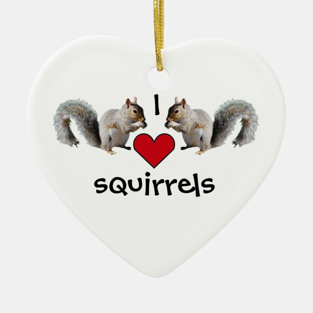 Ornement Cœur En Céramique Amour d'écureuil (Devant)