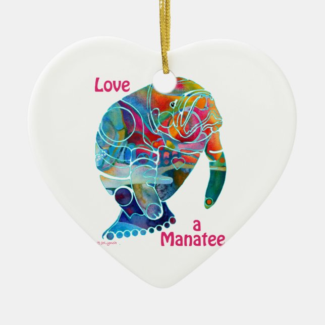 Ornement Cœur En Céramique Amour en céramique d'ornement un lamantin (Devant)