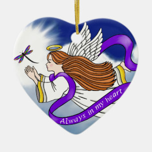 Ornement Cœur En Céramique Ange de libellule