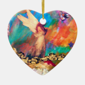 Ornement Cœur En Céramique Ange de l'ornement de souvenir de coeur