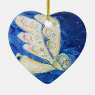 Ornement Cœur En Céramique Ange du gardien avec l'ornement cadeau bébé dorman