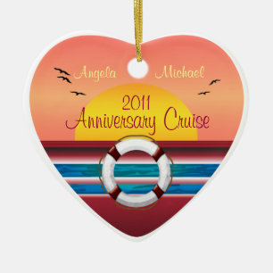 Ornement Cœur En Céramique Anniversaire de la croisière - Modèle du coucher d