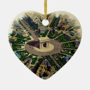 Ornement Cœur En Céramique Arc vintage de Triomphe Paris