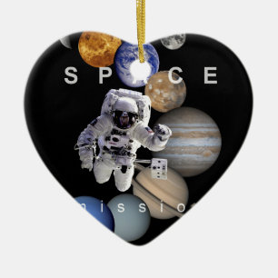 Ornement Cœur En Céramique astronef mission solar system planar