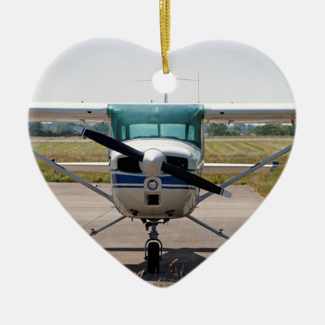 Ornement Cœur En Céramique Avion léger Cessna (Devant)