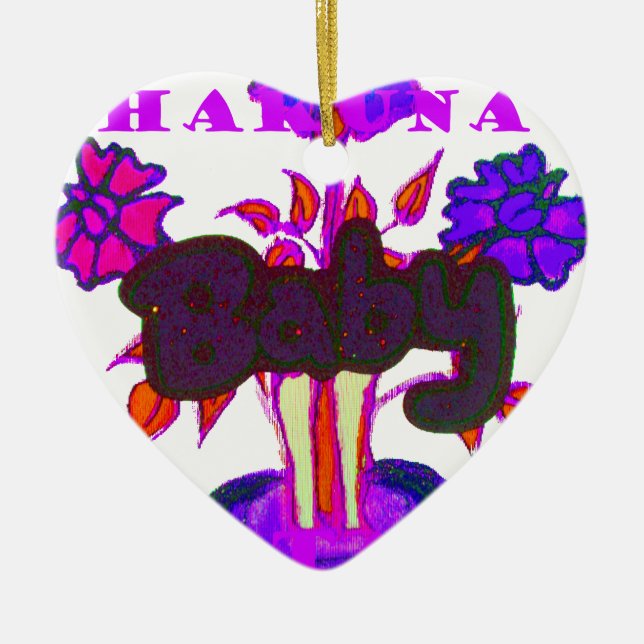 Ornement Cœur En Céramique Baby plante Hakuna Matata cadeaux.png (Devant)