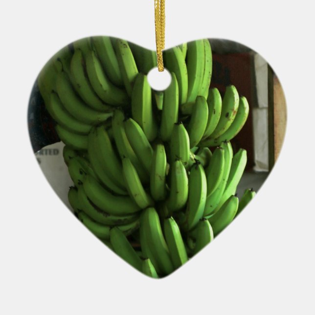 Ornement Cœur En Céramique Bananes vertes (Devant)