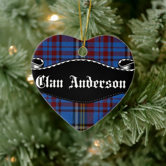 Ornement Cœur En Céramique Bannière Clan Anderson (Arbre)