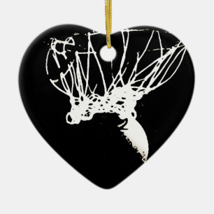 Ornement Cœur En Céramique Basket-ball Black White Pop Art