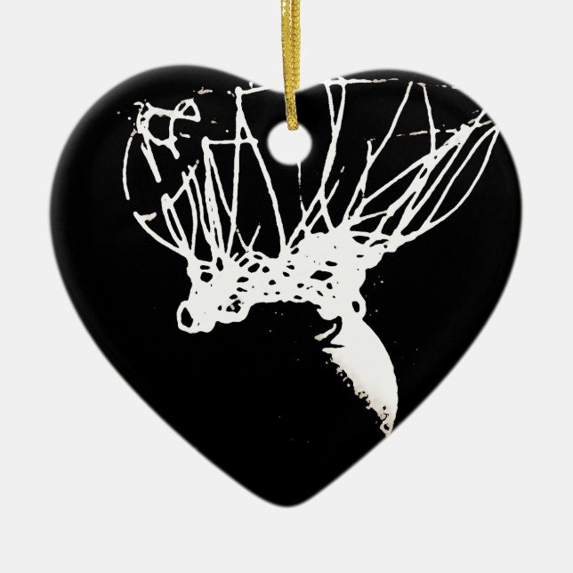 Ornement Cœur En Céramique Basket-ball Black White Pop Art (Devant)