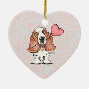 Ornement Cœur En Céramique Basset Hound Heart Balloon