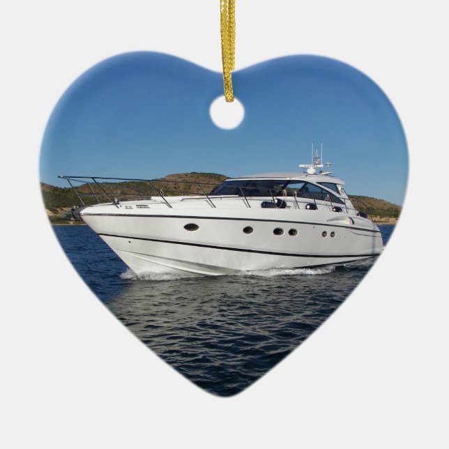 Ornement Cœur En Céramique Bateau à moteur de luxe (Devant)