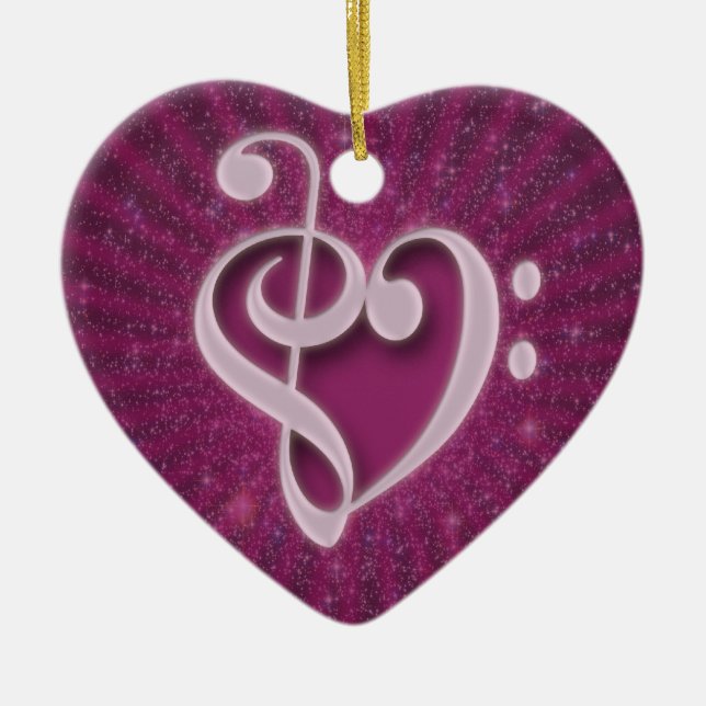 Ornement Cœur En Céramique Belles notes musicales réunies en coeur (Devant)