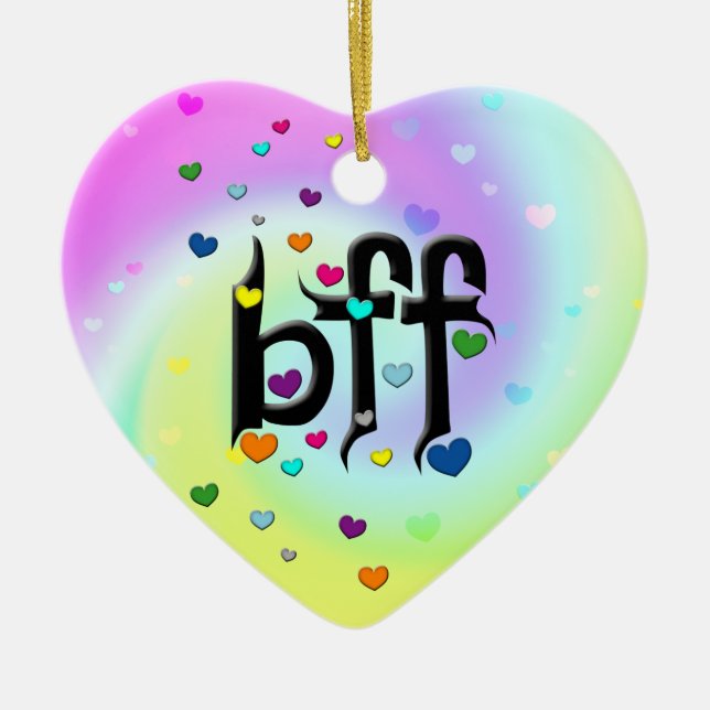 Ornement Cœur En Céramique bff ~ coeurs (Devant)